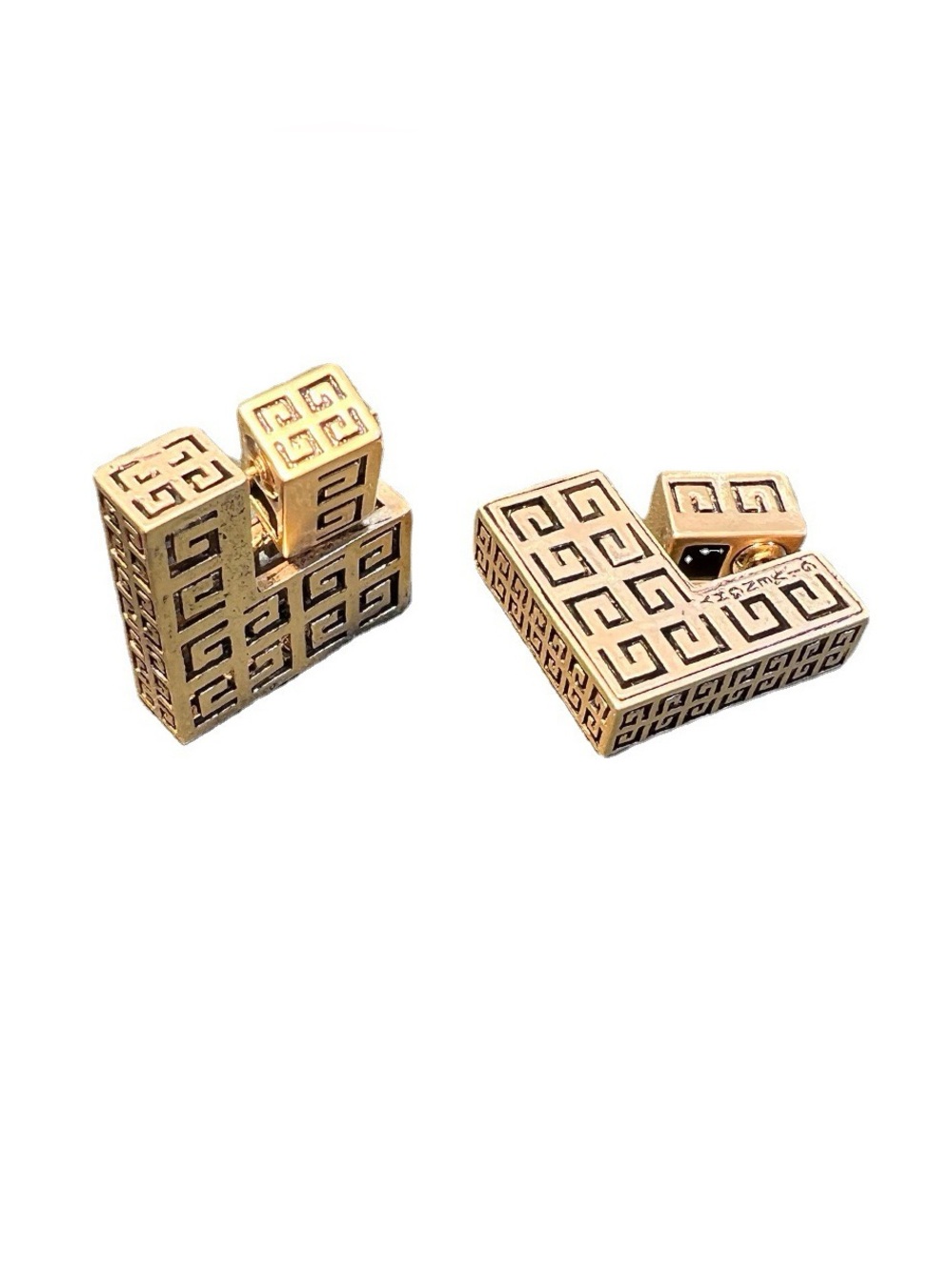 New Gold 4G Logo Stud Earrings 925 Silver Posts For Women E091